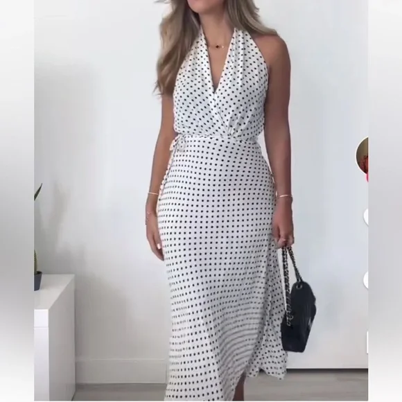 Halter Dress Zara Polka Dot Dress Canada Zara Ss24 Polka Dot Halter Dress  Zw Collection Oyster-white Size S